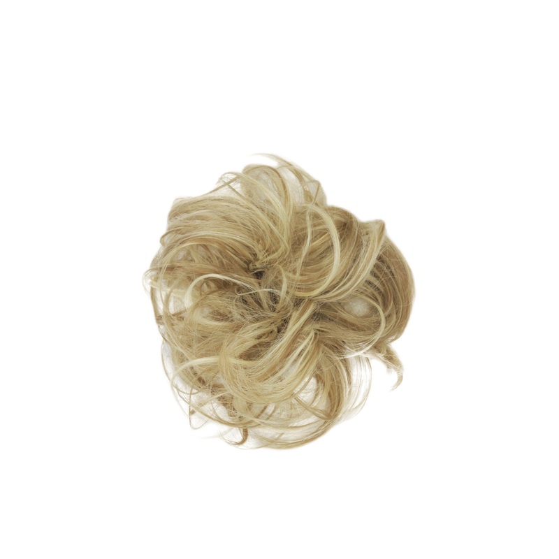 Hair Piece Hair Tie elastic Scrunchy curly curls blond mix highlights YZF-3054A-24H88