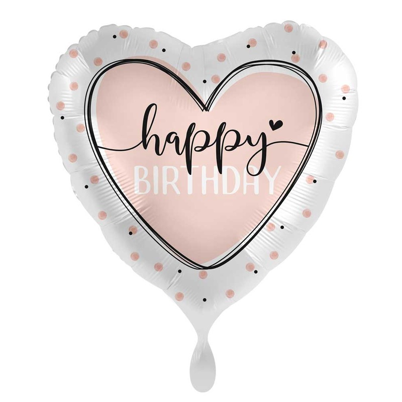 Heart foil balloon Birthday Cream 45cm
