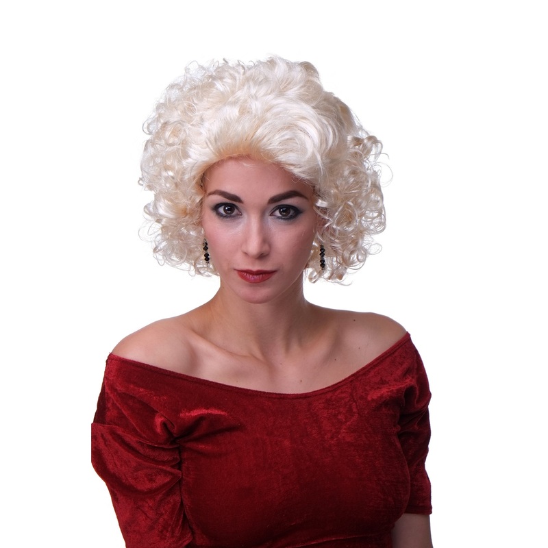 Lady Party wig curly wavy bright platinum blonde Hollywood Diva Marilyn-P88