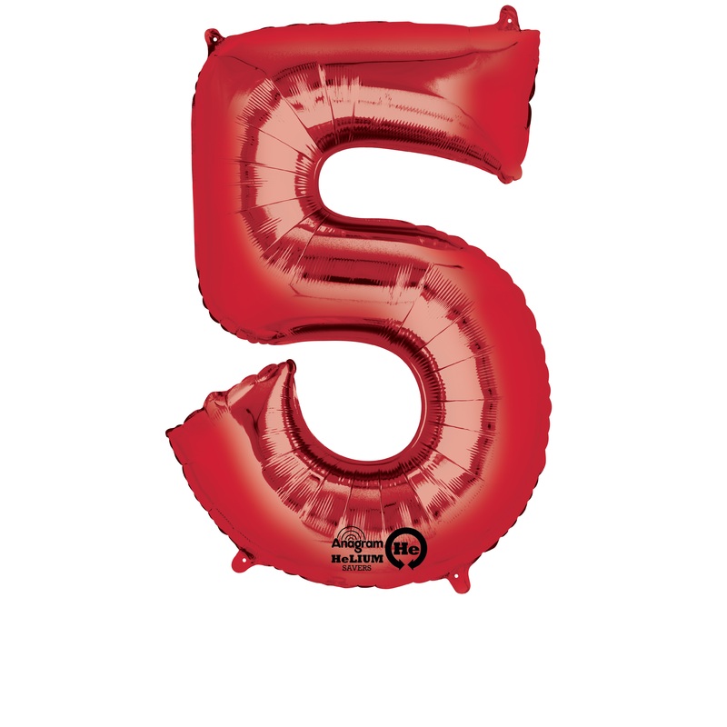 Number balloon 5 red 86cm