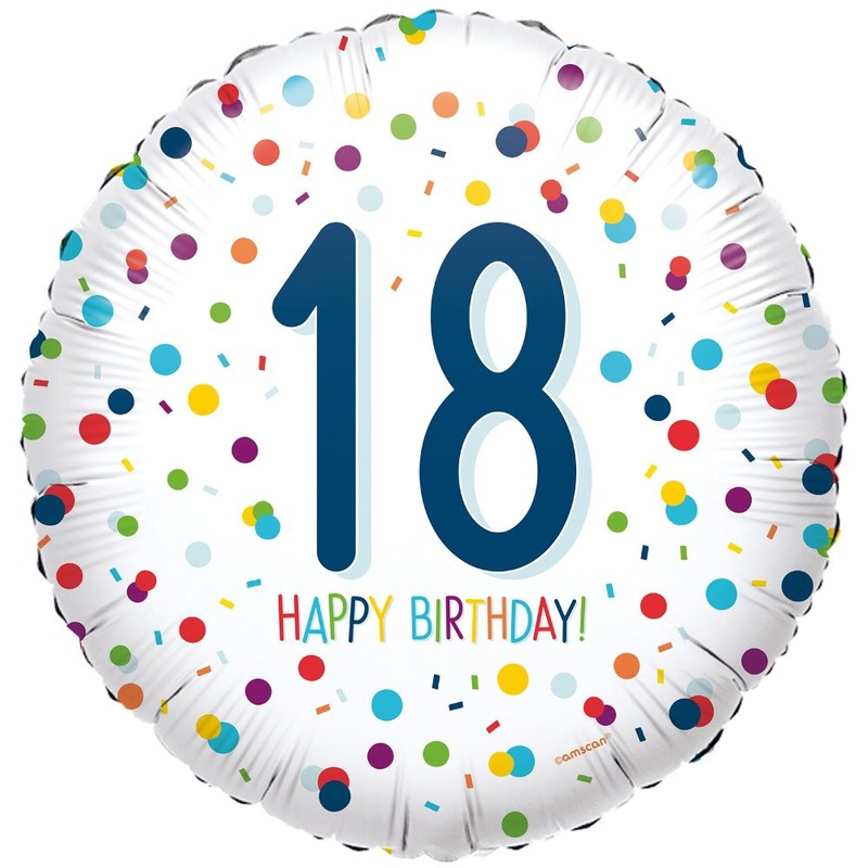 18th birthday confetti foil balloon 45cm
