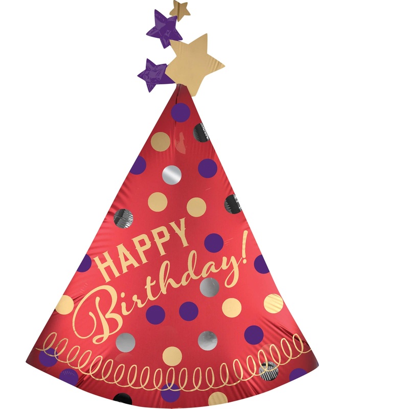 Birthday Star Party Hat Foil Balloon