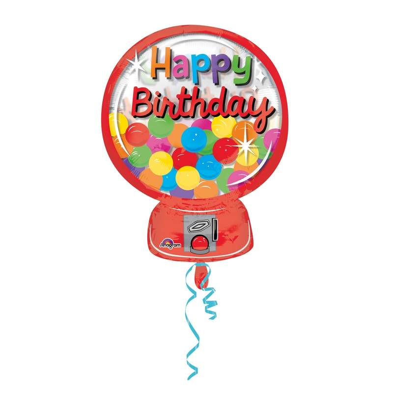 Foil balloon Happy Birthday chewing gum machine