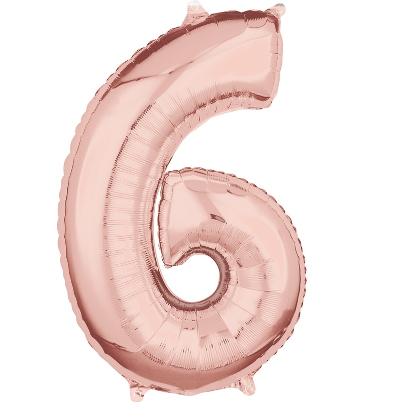 Number 6 rose gold foil balloon 66cm
