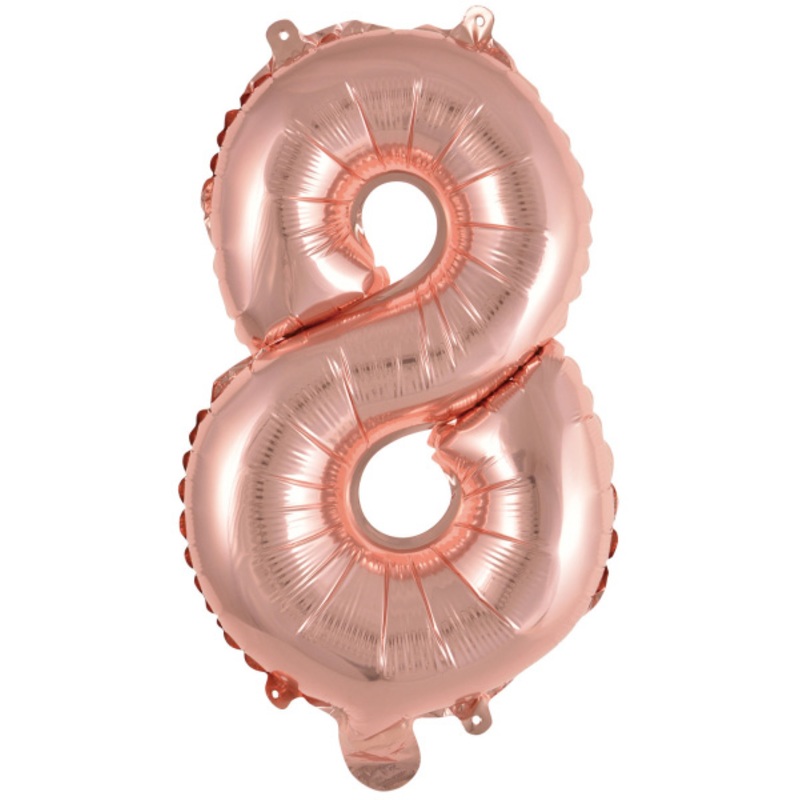 Number 8 rose gold foil balloon 40cm
