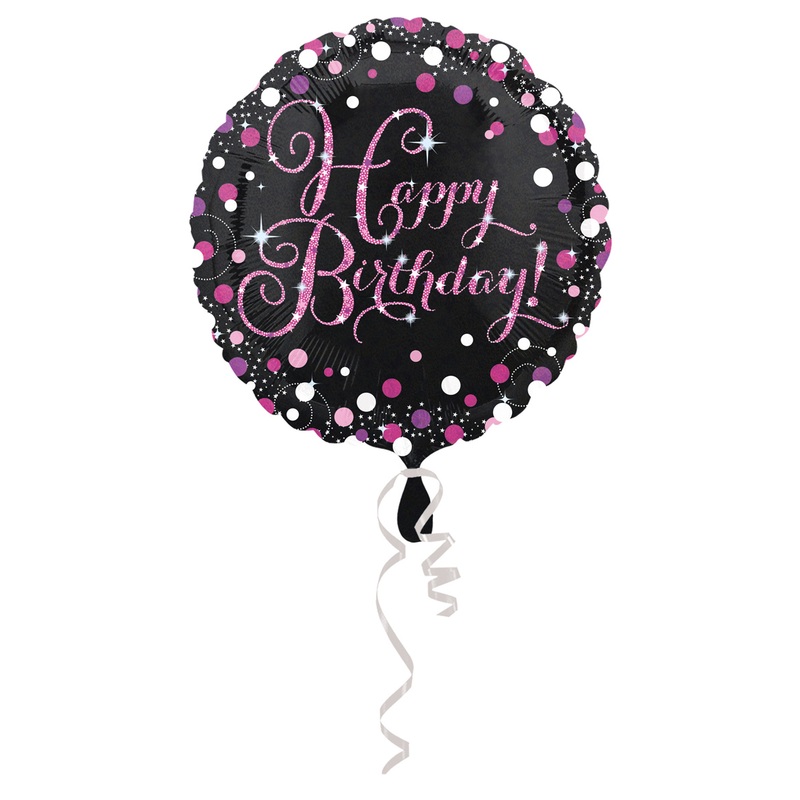 Pink Happy Birthday foil balloon 43cm