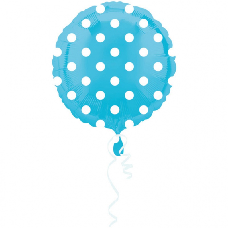 Round foil balloon dotted azure blue