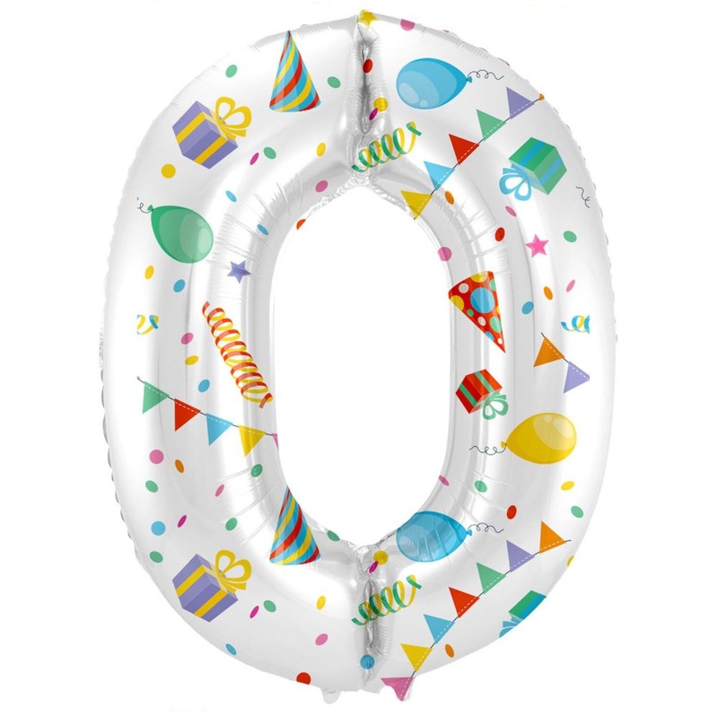 Foil balloon number 0 Joyful Party 86 cm
