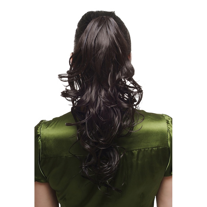 Hairpiece Ponytail long wet-look stringy curls curled off black SA011-2