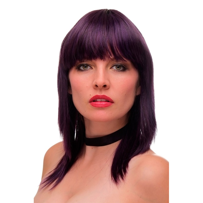 Lady Wig bangs shoulder length layered straight purple blue mix GFW2203