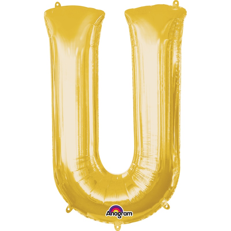 Letter foil balloon U gold 83cm