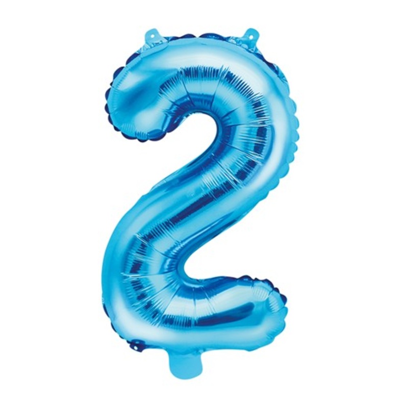 Number 2 foil balloon azure blue 35cm