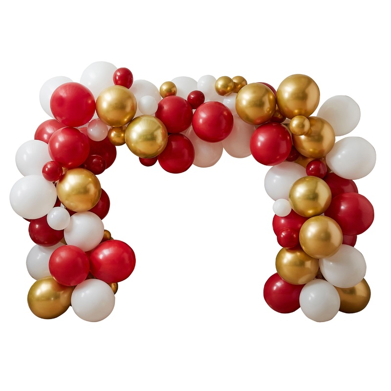 Red Home for Christmas balloon garland