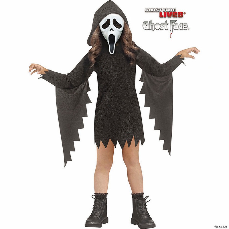 Toddler Ghost Face Glitter Bling Hooded Dress Costume