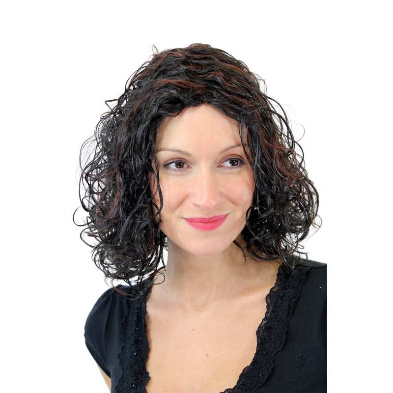 Women’s Wig Ladies Wetlook Carribbean Dark Brown Highlights Curls Curled GFW130
