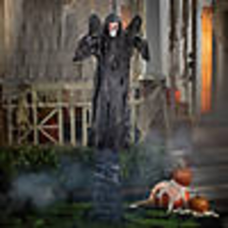 33 1/2 x 74 3/4 Animated Standing Skeletal Reaper with Wings