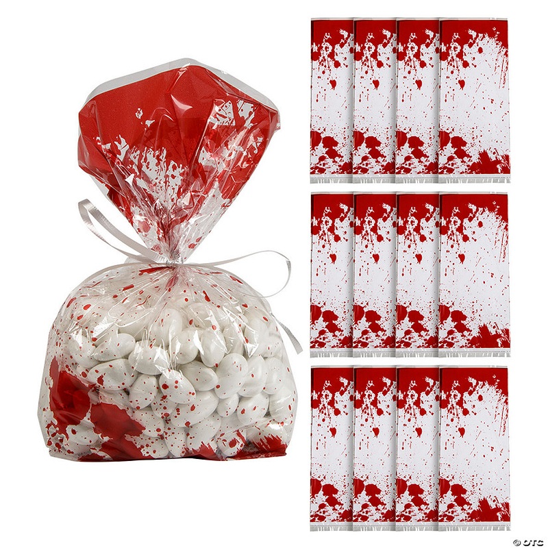 5 x 11 1/2 Halloween Horror Party Bloody Cellophane Bags – 12 Pc.