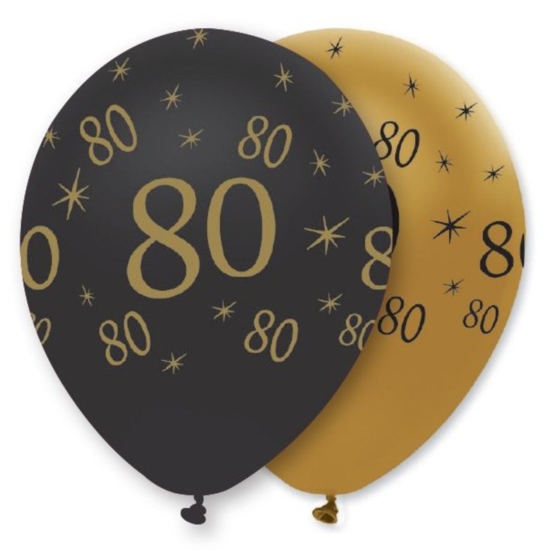6 Magical 80th Birthday balloons 30cm