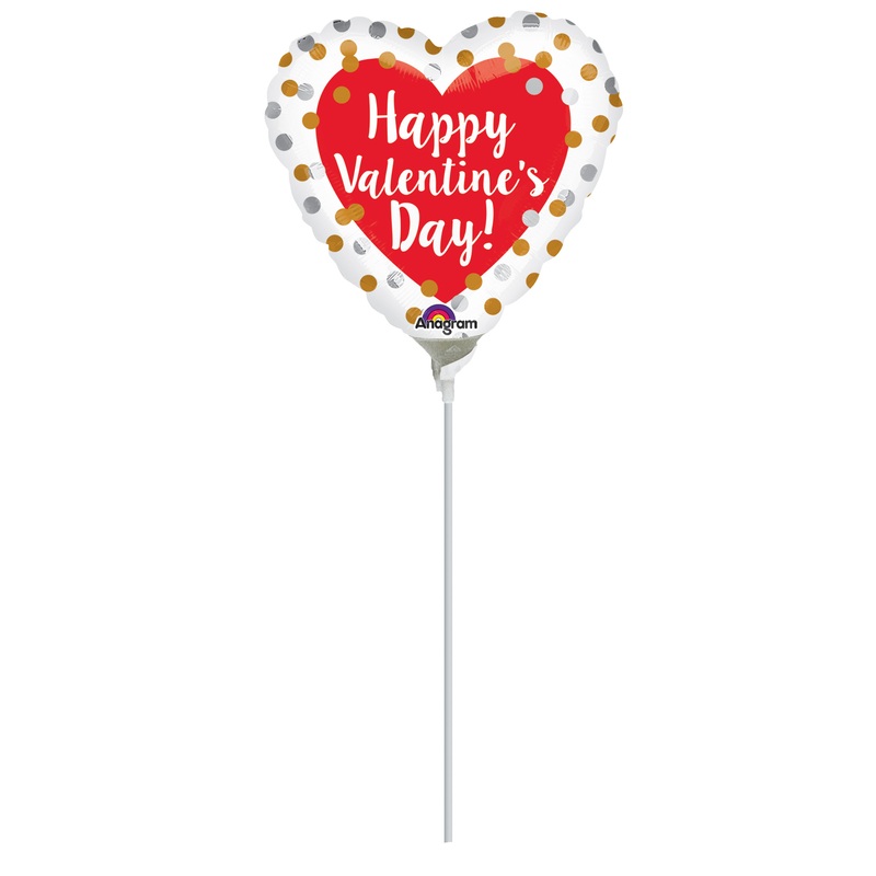 Dotted Valentine’s Day stick balloon 23cm