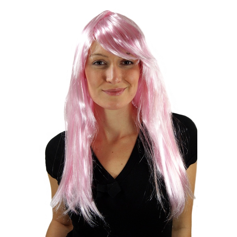 Lady Wig light pink straight very long side-parted fringe fairy Good Witch LM3040
