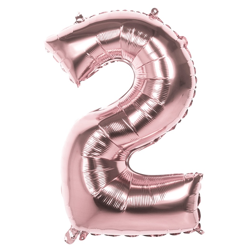 Rose gold number 2 foil balloon 36cm