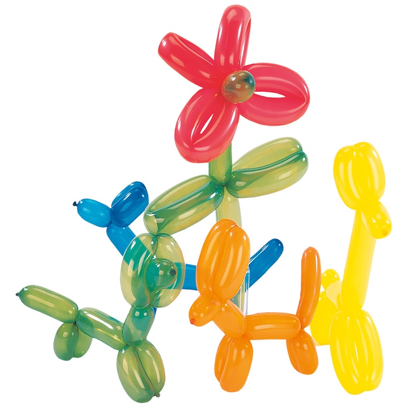 Set of 10 colorful modeling balloons with balloon pump