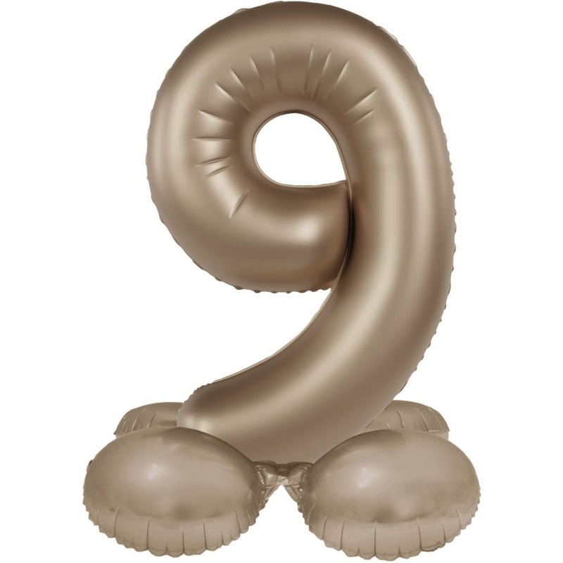 Standing foil balloon number 9 Starlight Gold 72cm