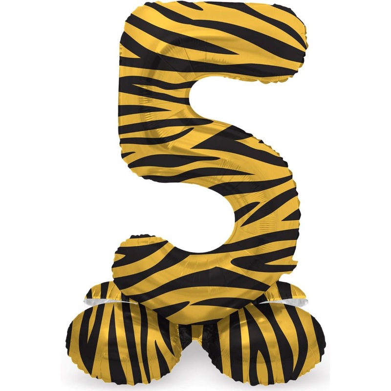 Standing Number 5 Balloon Tiger 41cm