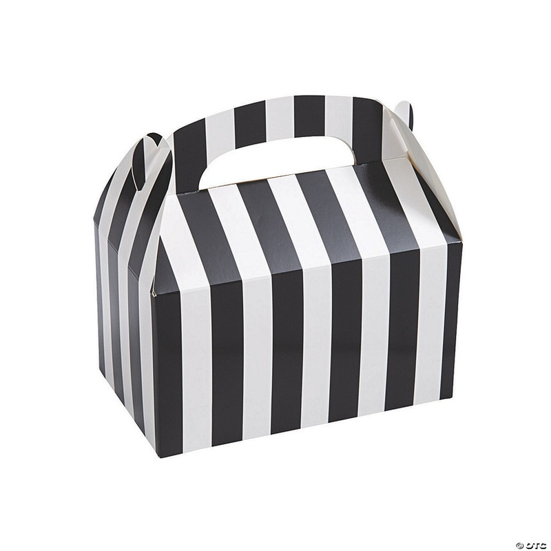 Black & White Striped Favor Boxes – 12 Pc.