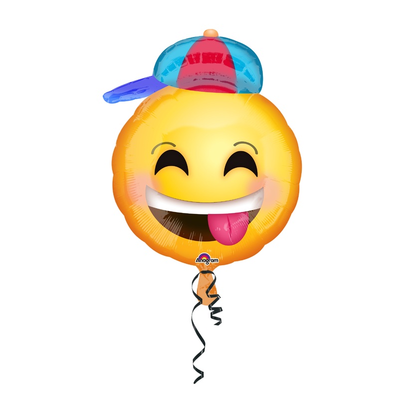 Foil balloon laughing smiley with cap