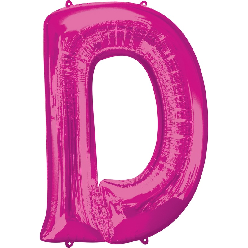 Foil balloon letter D pink XL 83cm