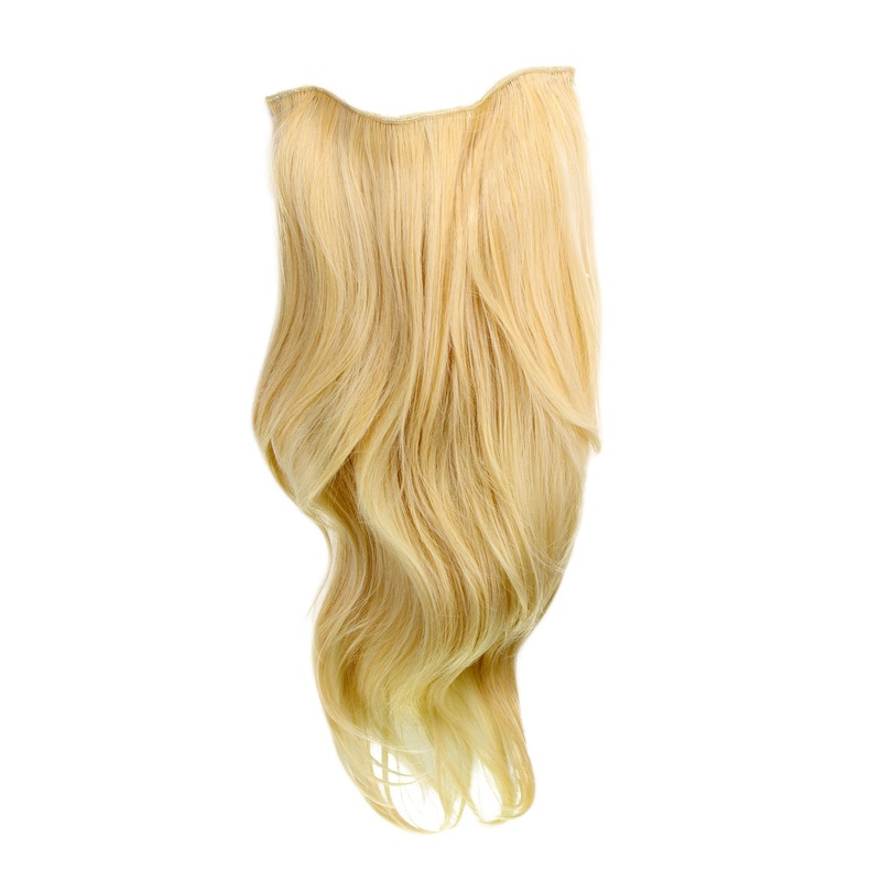 Hairpiece Halfwig 7 Clip In Extension very long straight bright gold blond H9505