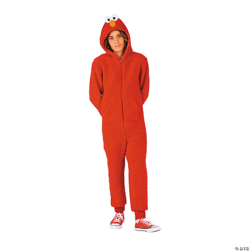 Kids Sesame Street Elmo Hooded Onesie Costume