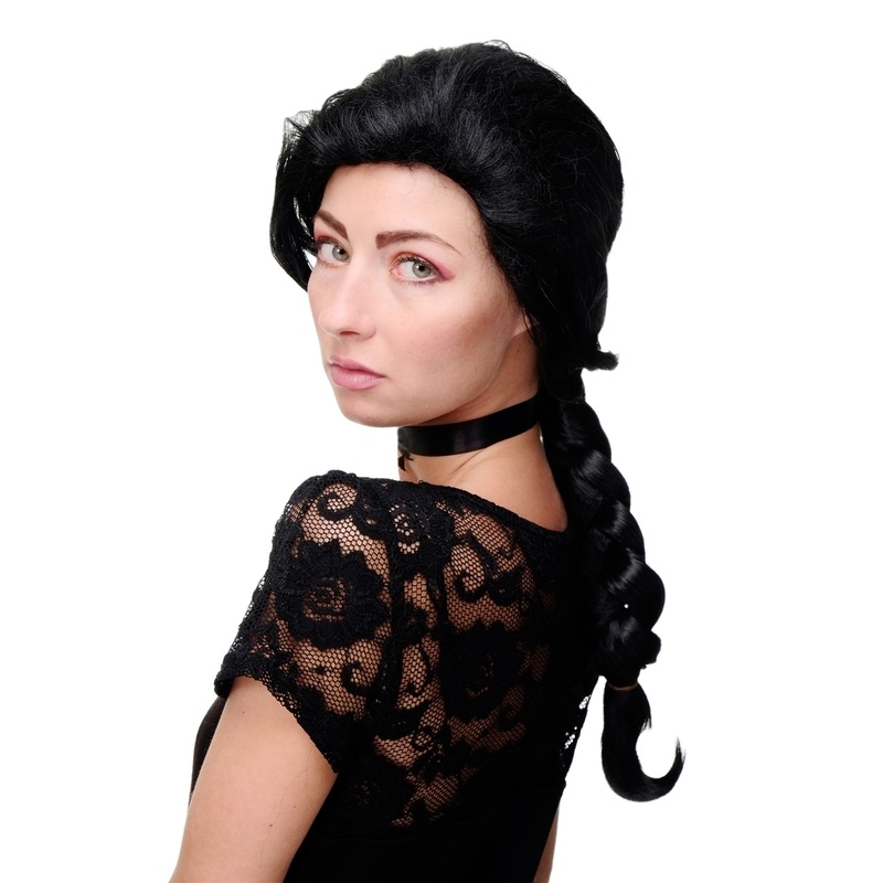 Lady Wig long braided hair thick braid traditional Maiden Maid black GFW1782