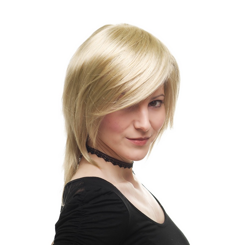 Lady women wig shoulder length straight cool sexy parting blonde 3272
