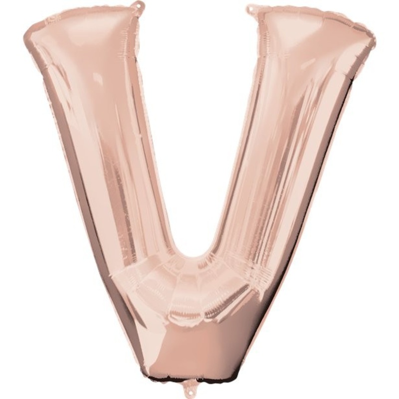 Letter V foil balloon rose gold 41cm