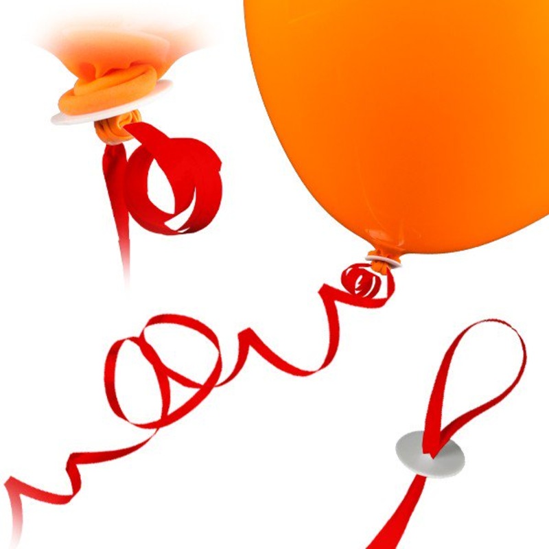 100 balloon closures with ribbon – red