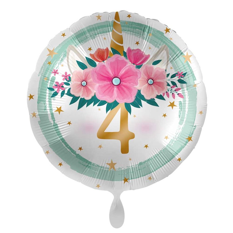 4th birthday balloon boho unicorn 71cm