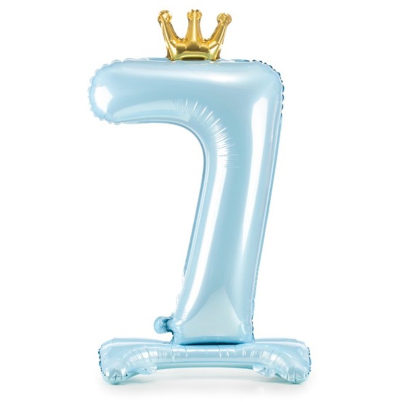 Babyblue number 7 standing foil balloon