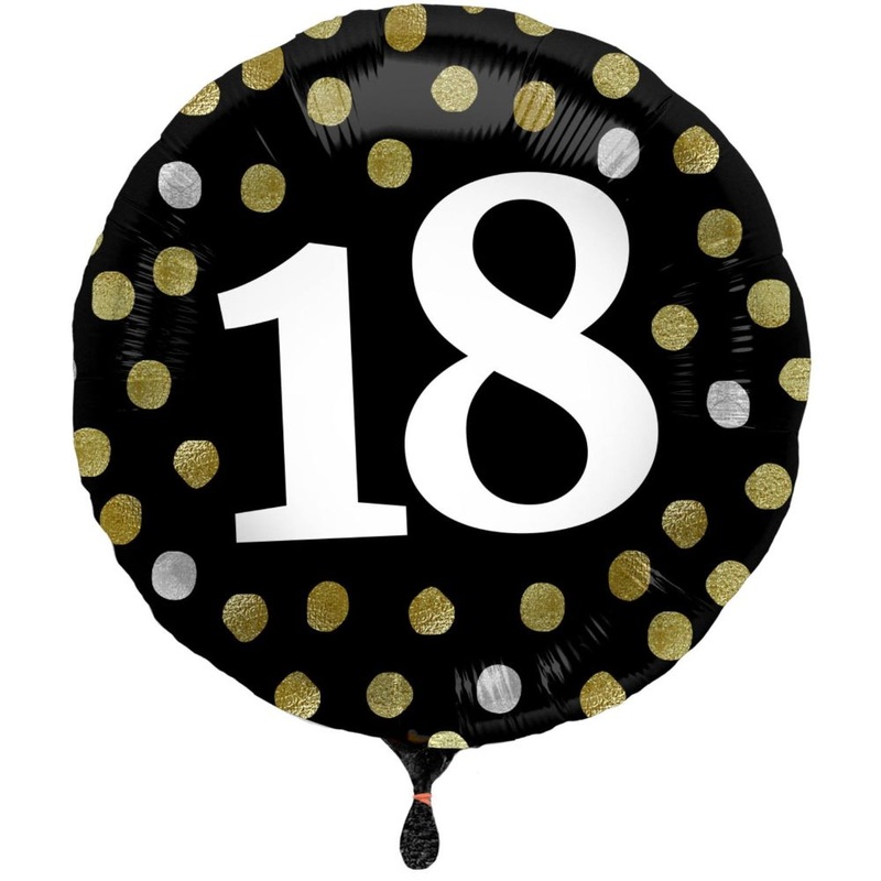 Foil balloon number 18 glossy black 45cm