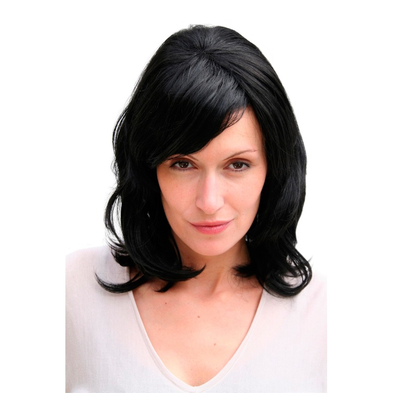 Lady Women wig Diva black wavy seductive side parting shoulder length 2103