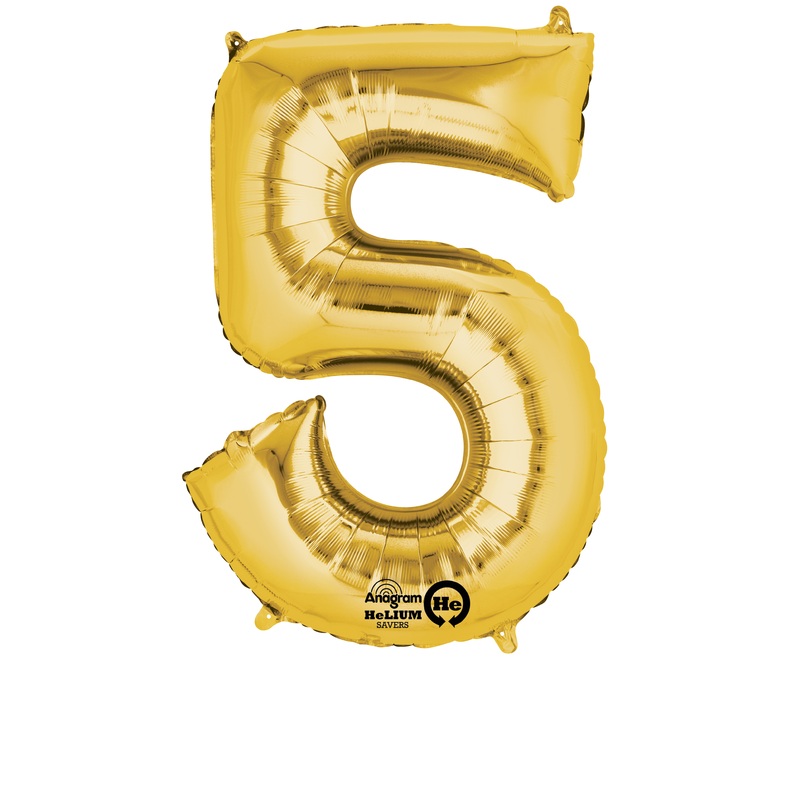 Number balloon 5 gold 86cm