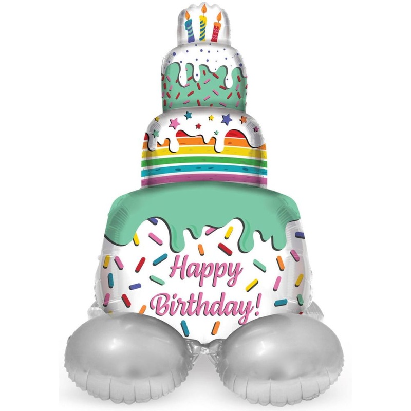 Standing birthday cake foil balloon 72cm