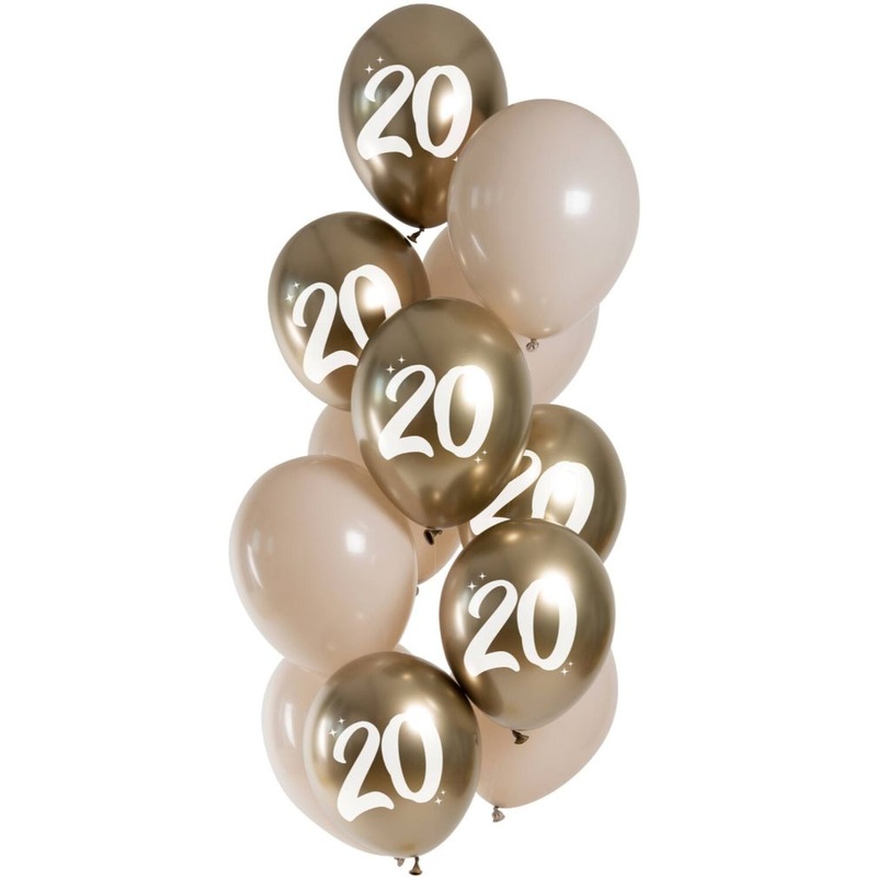12 Golden 20th Balloon Mix 33cm