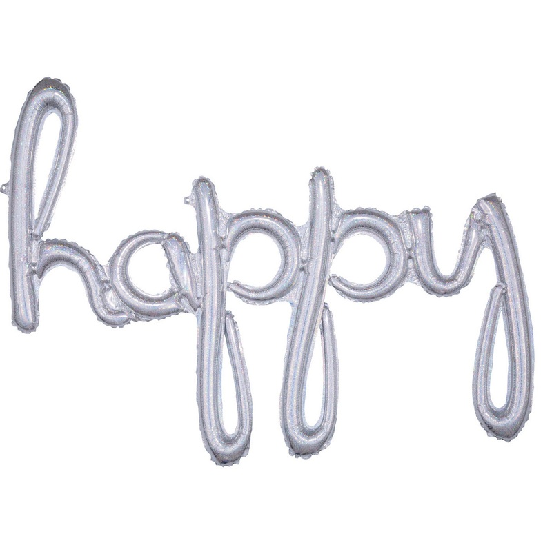 Holographic Happy Balloon 99 x 68cm