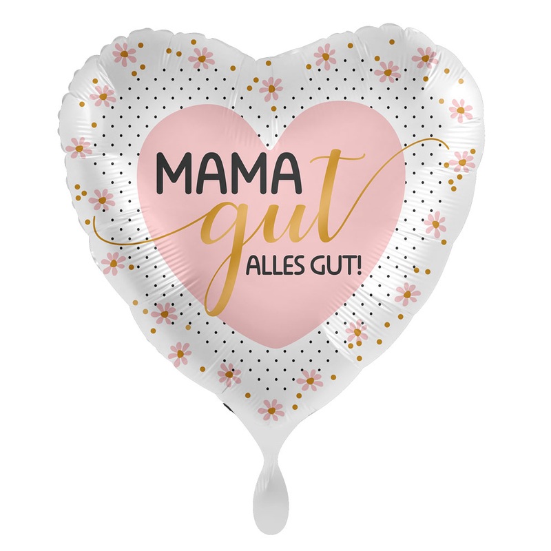 Mama good everything good heart foil balloon 43cm