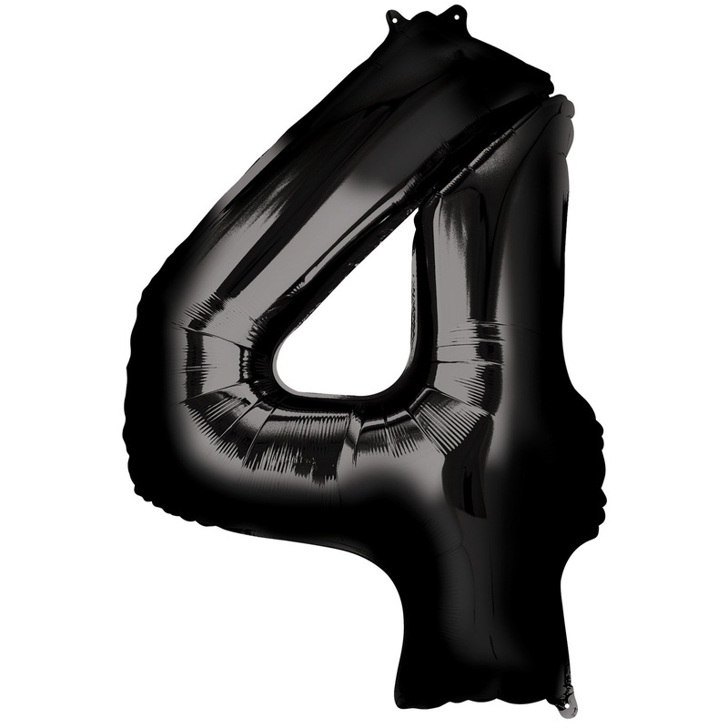 Numbers foil balloon 4 black 91cm