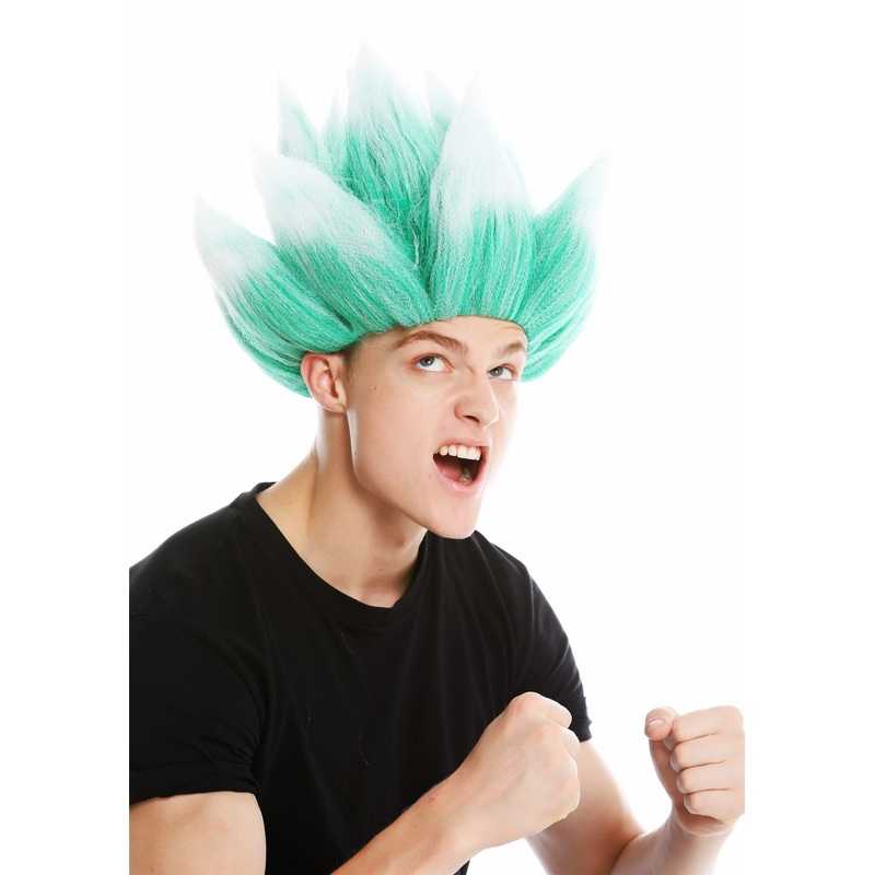 Wig men women carnival teased high demon devil troll flower green white LM-19