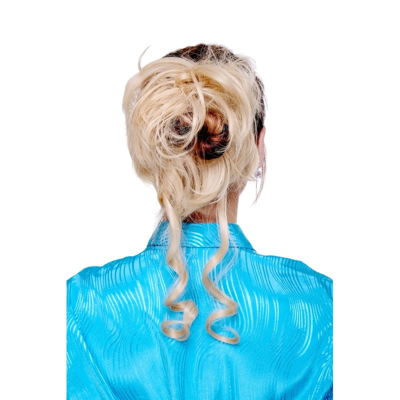 Hair Piece baroque voluminous curled scrunchy comb bright gold blond YZF-3072HT