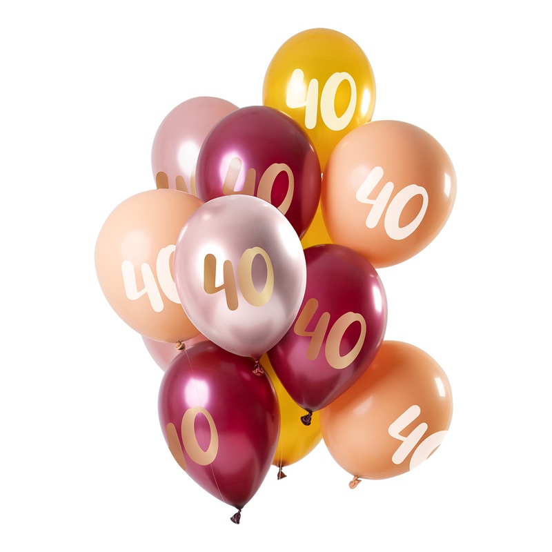 40th birthday 12 latex balloons pink gold